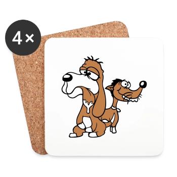 2 dogs team stupid two friends crew unhappy - Coasters (set of 4) - white - Front