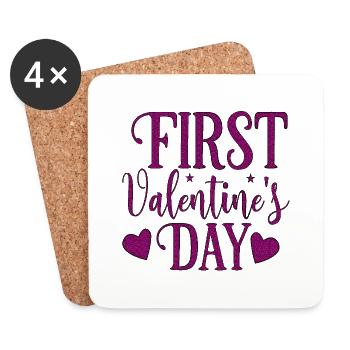 xoxo love you amore Flowers Women Valentine day 14 - Coasters (set of 4) - white - Front