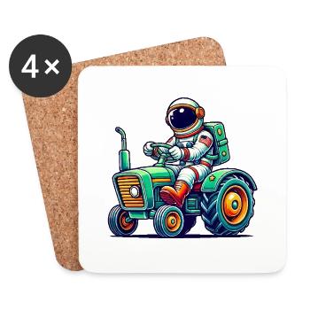 Astronaut Traktor - Untersetzer (4er-Set) - Weiß - Vorne