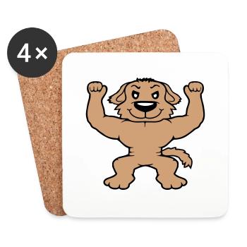 Dog Bodybuilder Strong Muscles Gym Weightlifting - Coasters (set of 4) - white - Front