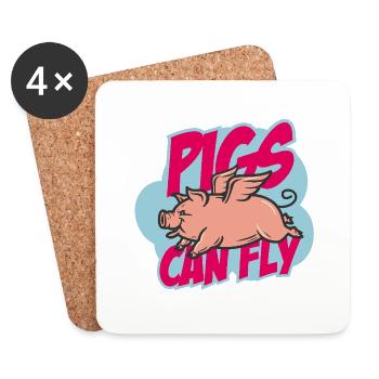 Les cochons peuvent voler - Dessous de verre (lot de 4) - blanc - Devant