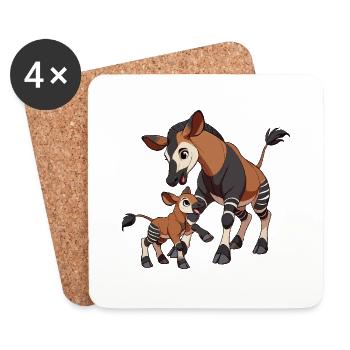 Okapi mother and child - Coasters (set of 4) - white - Front