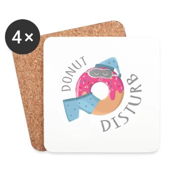 "Donut Disturb" - Funny Sleep Shirt - Coasters (set of 4) - white - Front