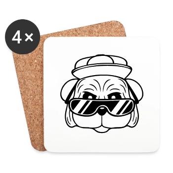 chien carlin cool lunettes de soleil cappy cap ados - Dessous de verre (lot de 4) - blanc - Devant