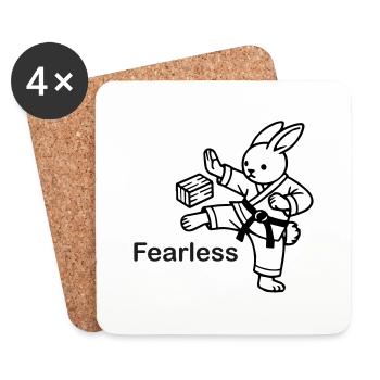 Karate Bunny Chopping wood - Fearless Design - Coasters (set of 4) - white - Front