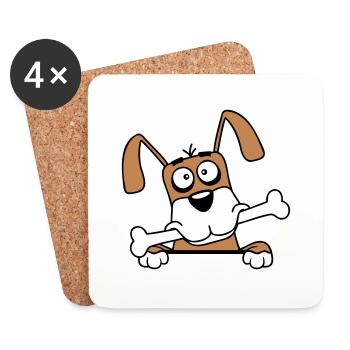 Lustiger Hund Großer Knochen Maul Mund Hunger Cool - Untersetzer (4er-Set) - Weiß - Vorne