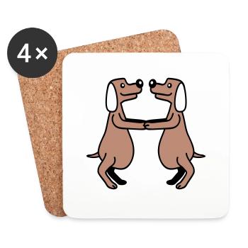 2 chiens gros ventre en surpoids dansant ensemble - Dessous de verre (lot de 4) - blanc - Devant