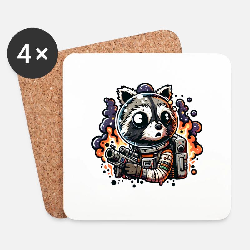 Space Raccoon - Untersetzer (4er-Set) - Weiß