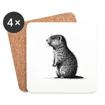 Marmotte - Dessous de verre (lot de 4) - blanc - Devant