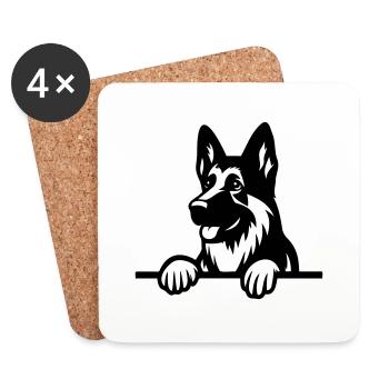 Deutscher Schäferhund - Untersetzer (4er-Set) - Weiß - Vorne