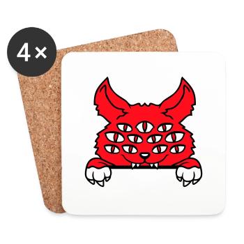 Chat Démon Beaucoup d’yeux Diable Enfer Monstre maléfique - Dessous de verre (lot de 4) - blanc - Devant