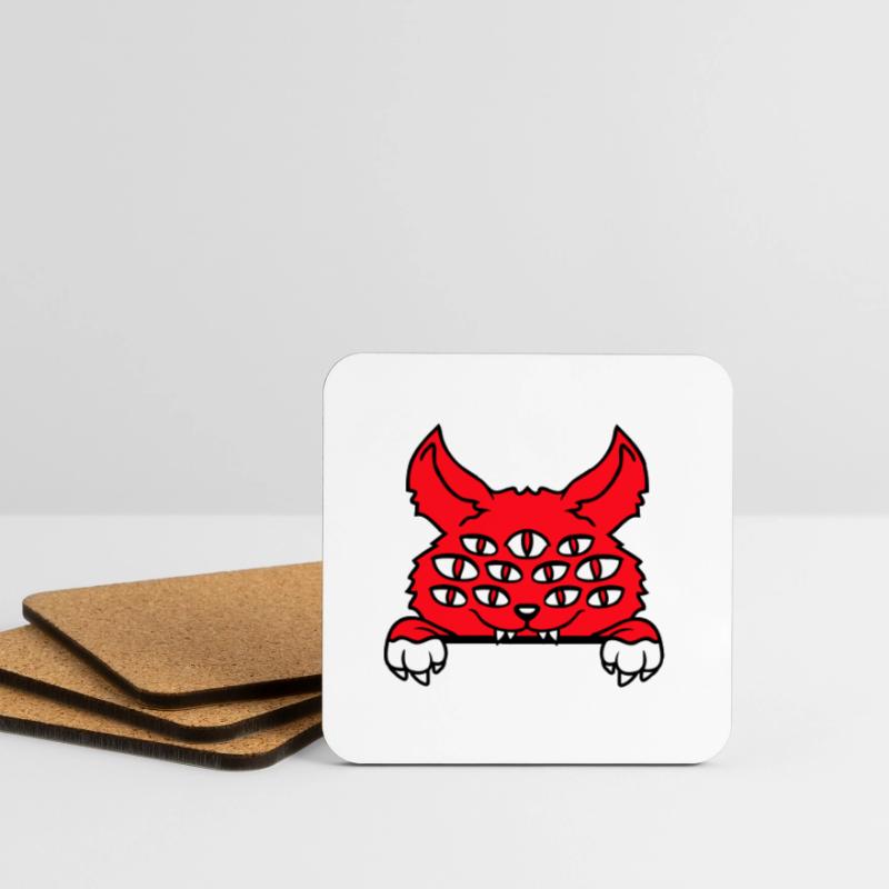 Cat Demon Many Eyes Devil Hell Evil Monster Coasters (set of 4)