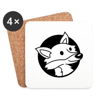 trou de renard roux renard sauvage animal peeps visage tête - Dessous de verre (lot de 4) - blanc - Devant