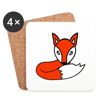 Renard roux forêt animal intelligent mignon chien sauvage - Dessous de verre (lot de 4) - blanc - Devant