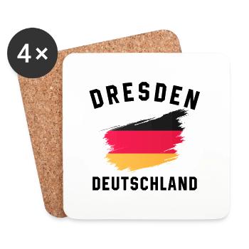 Germany Flag - Artistic Brushstroke-D - Coasters (set of 4) - white - Front