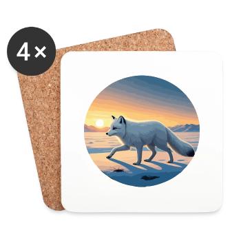 Arctic fox at sunrise - Coasters (set of 4) - white - Front