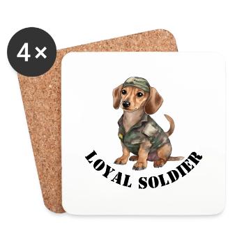 Hund als Soldat - Untersetzer (4er-Set) - Weiß - Vorne