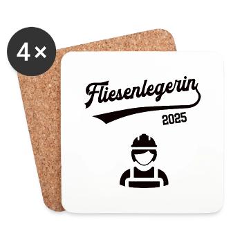 Fliesenlegerin 2025 Beruf Fliesenleger Bodenleger - Untersetzer (4er-Set) - Weiß - Vorne