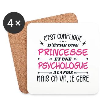 C'est compliqué d'être Une Princesse Psychologue - Dessous de verre (lot de 4) - blanc - Devant
