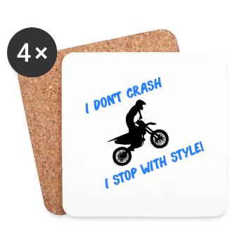 Arrêt de motocross avec style - Dessous de verre (lot de 4) - blanc - Devant