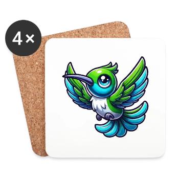 Colibri Oiseau - Dessous de verre (lot de 4) - blanc - Devant