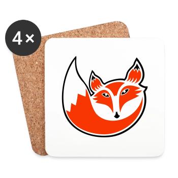 Renard roux Forêt sauvage Animal Cool Logo Icône - Dessous de verre (lot de 4) - blanc - Devant