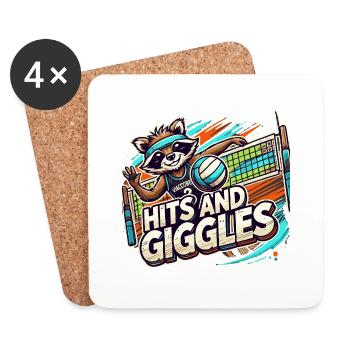 Hits and Giggles Volleyball Player Women Raccoon - Coasters (set of 4) - white - Front