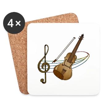 Violon - Dessous de verre (lot de 4) - blanc - Devant