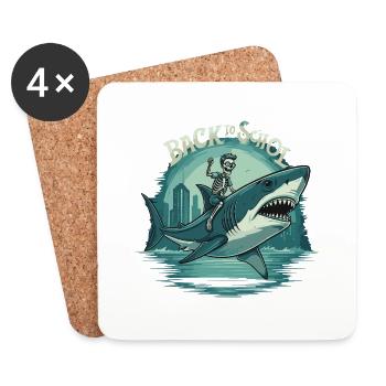Boys Skeleton Riding a Shark Back to School - Coasters (set of 4) - white - Front