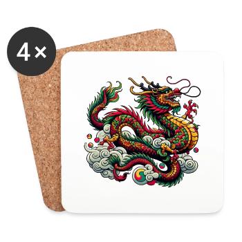 Dragon Chine - Dessous de verre (lot de 4) - blanc - Devant