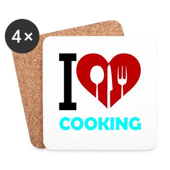 i love cooking - Untersetzer (4er-Set) - Weiß - Vorne