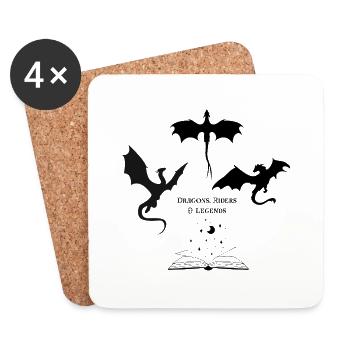 Shirt Dragons, Riders, and Legends - Untersetzer (4er-Set) - Weiß - Vorne