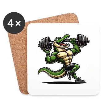 Crocodile Comic Fitness - Coasters (set of 4) - white - Front