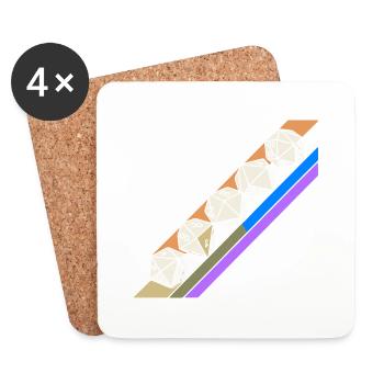 Rétro minimaliste polyédrique jeu de dés de table RPGP - Dessous de verre (lot de 4) - blanc - Devant