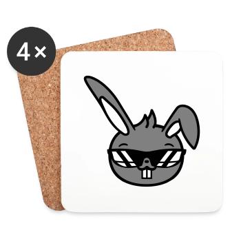 Hase Sonnenbrille Cool Hasenzähne Kaninchen Lustig - Untersetzer (4er-Set) - Weiß - Vorne