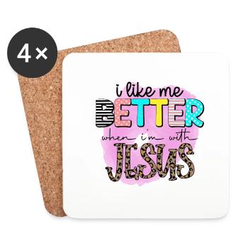 Besser mit Jesus - Untersetzer (4er-Set) - Weiß - Vorne