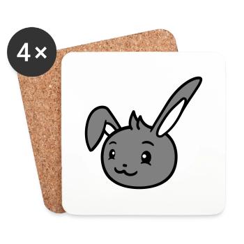 Bunny rabbit looks cute sideways to the side - Coasters (set of 4) - white - Front