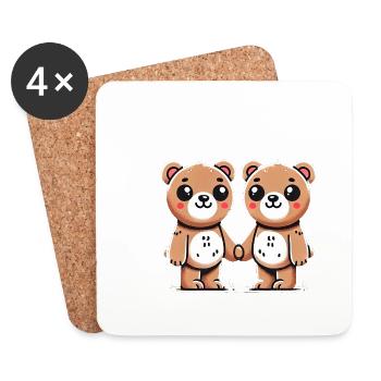 Two Bear Friends Holding Hands - Untersetzer (4er-Set) - Weiß - Vorne