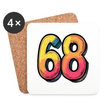 68 Nombre Coloré - Dessous de verre (lot de 4) - blanc - Devant