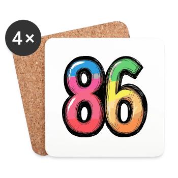 86 Nombre Coloré - Dessous de verre (lot de 4) - blanc - Devant