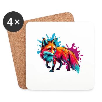 Peinture Fox - Dessous de verre (lot de 4) - blanc - Devant