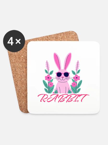Rabbit - Untersetzer (4er-Set) - Weiß