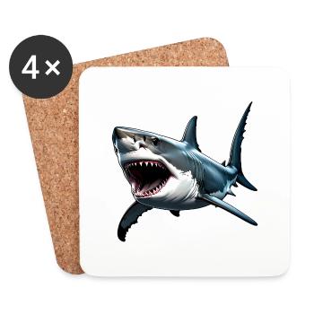 Frightening Great White Shark Attack - Coasters (set of 4) - white - Front