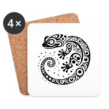 Stammes-Gecko - Untersetzer (4er-Set) - Weiß - Vorne