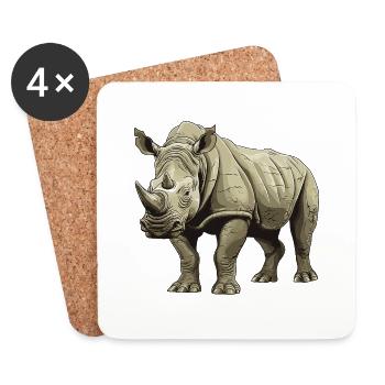 Rhinoceros Animal - Coasters (set of 4) - white - Front