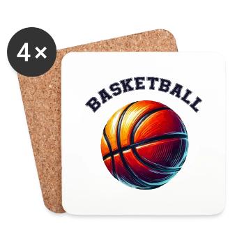 basket-ball - Dessous de verre (lot de 4) - blanc - Devant