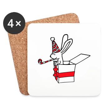 Hase Geburtstag Jahre alt Geschenk Tröte Party Hut - Untersetzer (4er-Set) - Weiß - Vorne