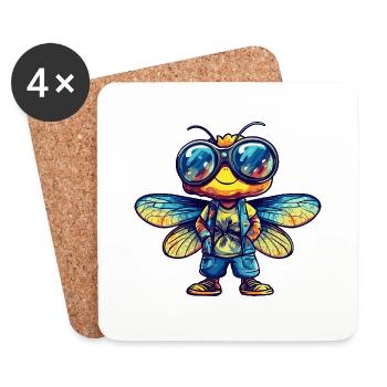 Libelle Lustig Sommer - Untersetzer (4er-Set) - Weiß - Vorne