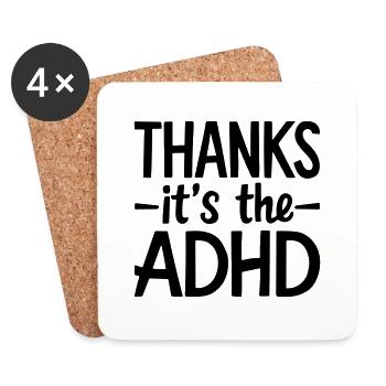 danke, es ist ADHS - Untersetzer (4er-Set) - Weiß - Vorne