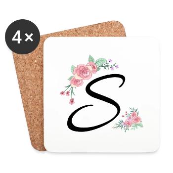 Brief s Blumen - Untersetzer (4er-Set) - Weiß - Vorne